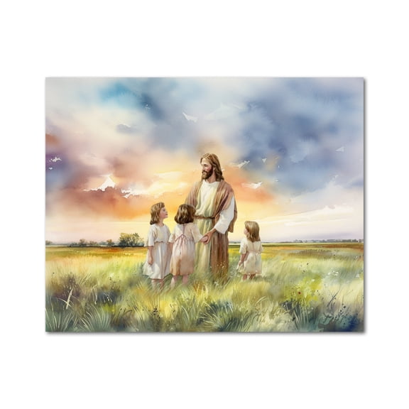 Jesus With Children Print: Sunday School Decor (File) UNFRAMED Poster, Wall Art for Decor, Present, 8x12