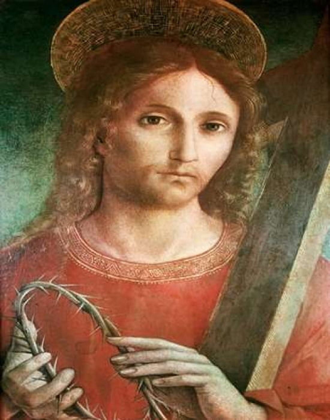 Jesus With Cross and Crown of Thorns - custom crop Canvas Art - Giacomo Pacchiarotto (22 x 28)
