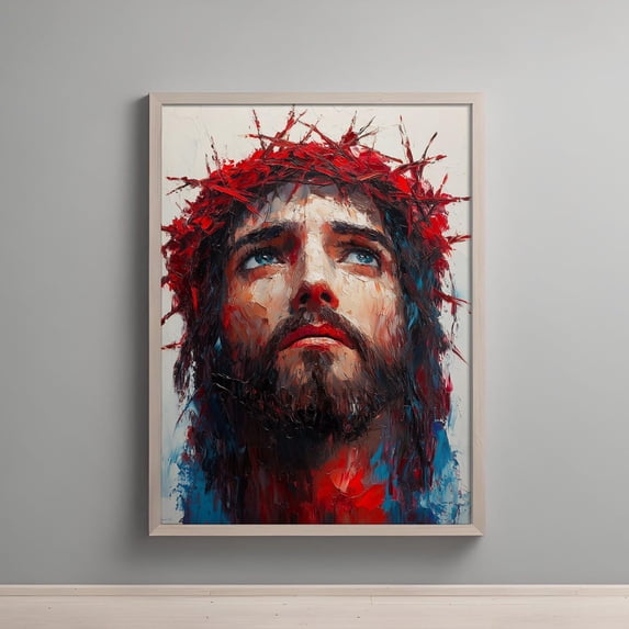 Jesus With Crown Of Thorns Portrait Christian Religious Art Passion Of ...