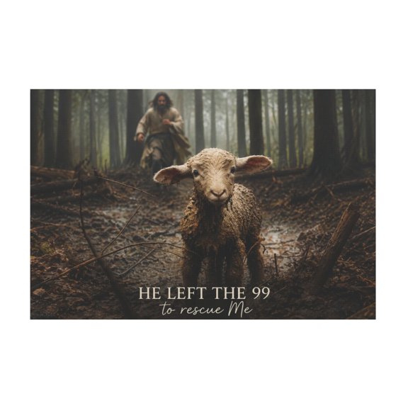 Jesus With Lamb Religious Canvas Wall Art He Left the 99 Faith Decor For Living Room Bedroom Prayer Room Church 12*18in