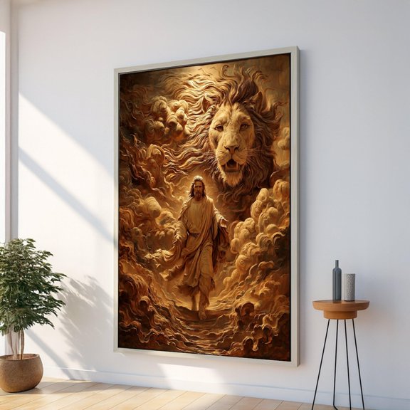 Jesus With Majestic Lion Cloudscape Art