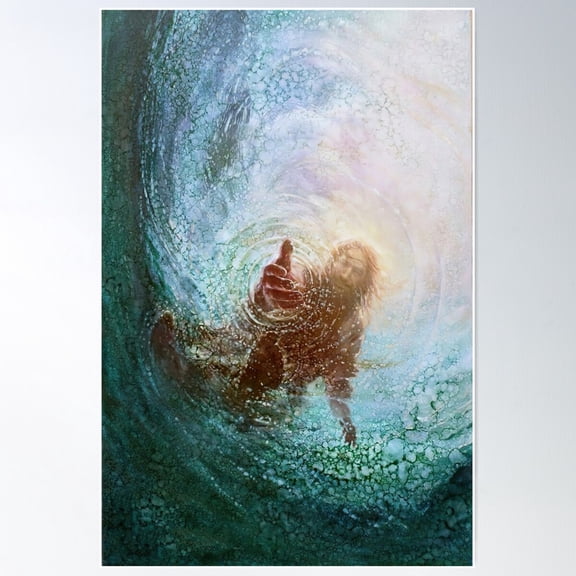 Jesus With Saving Hand Poster Wall Art, Modern Wall Decor For Living Room Bedroom, 24x36 UNFRAMED