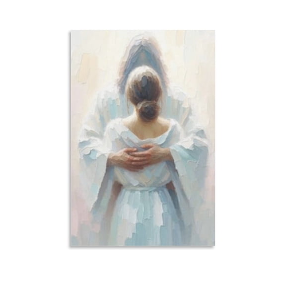 Jesus And Woman Wall Art Decor Savior Jesus Embracing Woman Bible Abstract Canvas Painting Gifts Canvas Painting Poster Wall Art Decorative Picture Prints Modern Decor 20x30inch(50x75cm)