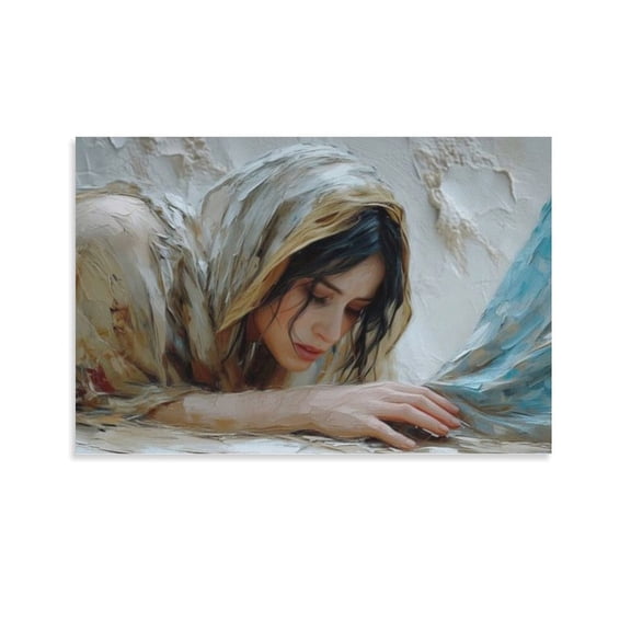Jesus And Woman Wall Art Decor Woman Touching The Garment of Jesus The Savior Canvas Painting Artworks Canvas Poster Room Aesthetic Wall Art Prints Home Modern Decor Gifts 20x30inch(50x75cm)