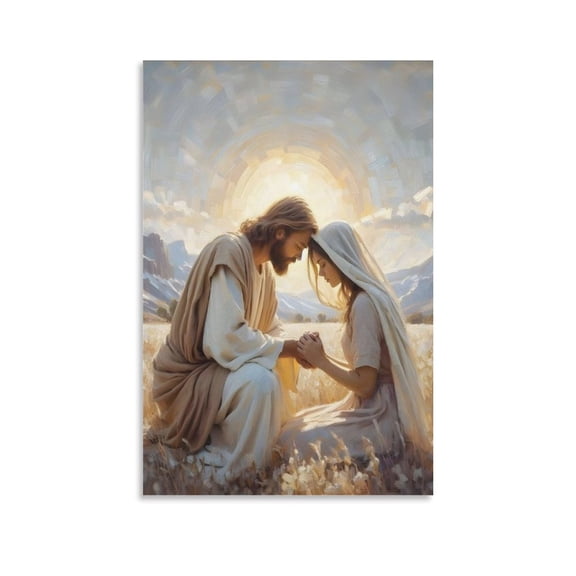 Jesus And Woman Wall Art - Jesus Healing Woman Painting - Bible Jesus Christ Art Picture Print Canvas Poster Wall Paint Art Posters Decor Modern Home Artworks Gift 24x36inch(60x90cm)