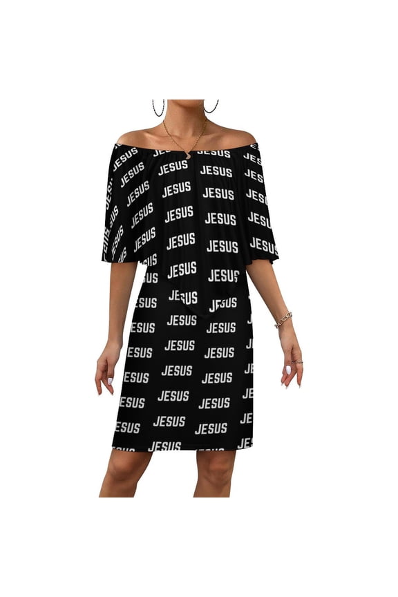 Jesus Women's Off The Shoulder Ruffles Summer Wedding Guest Loose Casual Party Beach Dress