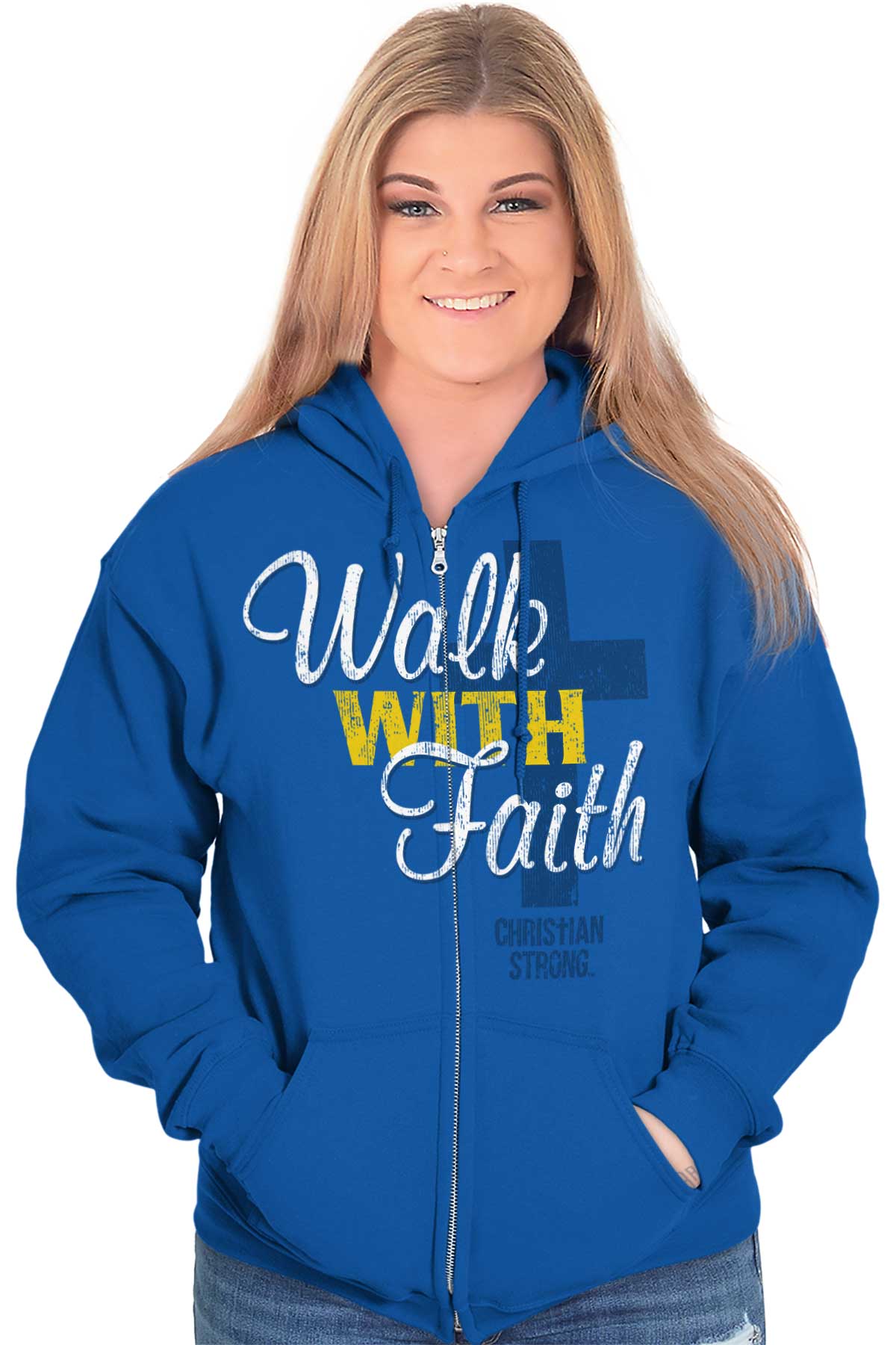 christian zippered hoodie