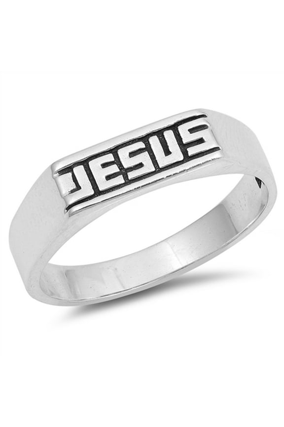 Jesus Word Script Christian Promise Ring .925 Sterling Silver Band Jewelry Female Male Size 10