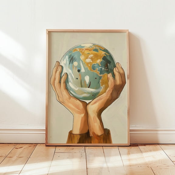 Jesus World Map Modern Christian Wall Art Print Decor Unframed Paper Print