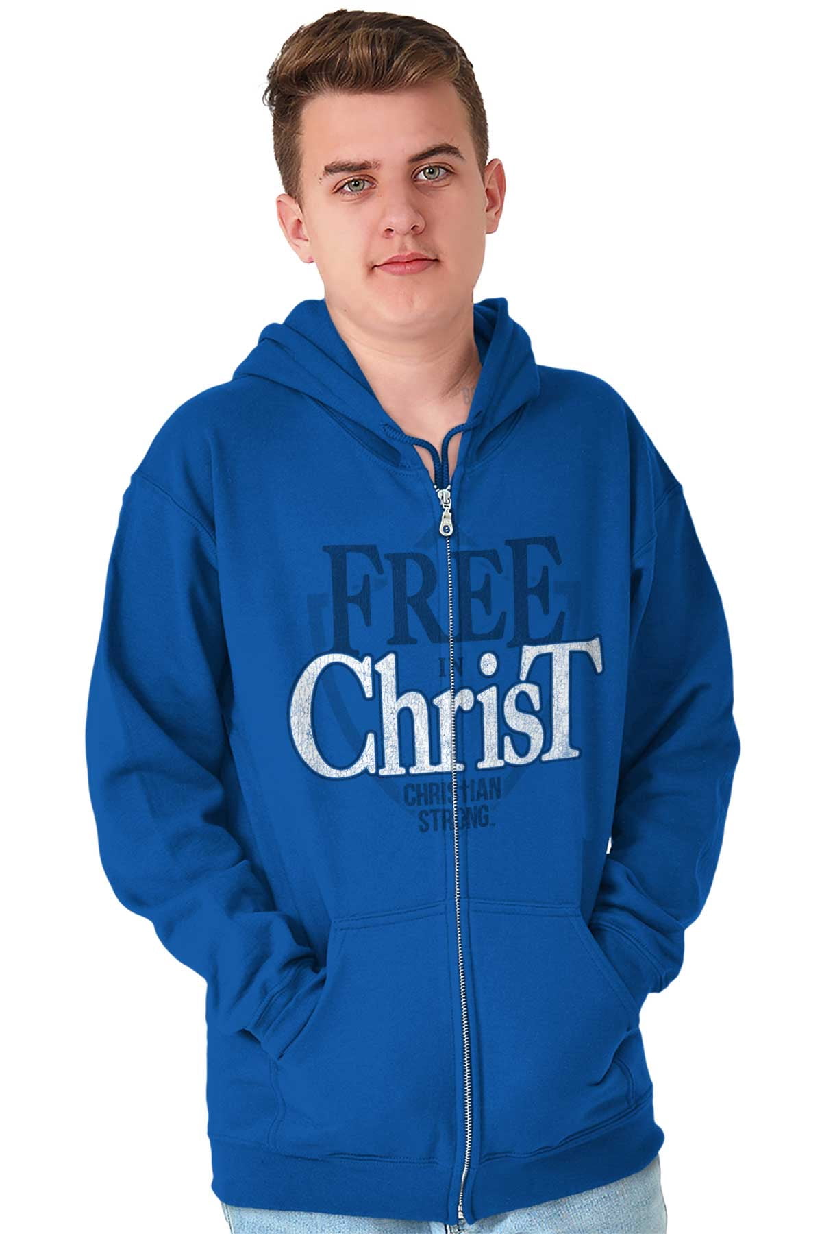 christian zippered hoodie