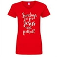 thumbnail image 1 of Jesus and Football Ladies V-Neck Jersey Tee-Red-Small, 1 of 4