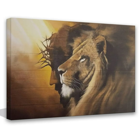 Jesus and Lion Canvas poster Wall Art Decor Picture of Christians God Judas Inspiring Prints Painting Artwork for Living Room Bedroom