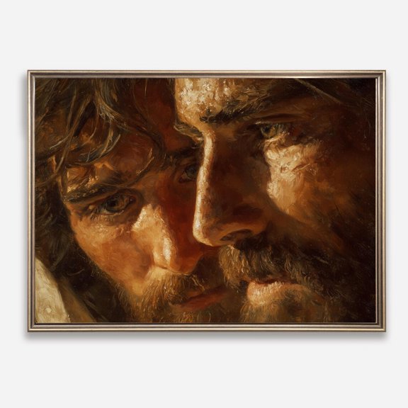 Jesus and Peter - Christian Modern Religious Spiritual Artwork, UNFRAMED Size 24x24