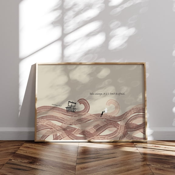 Jesus and Peter Scripture Print, Matthew 14:27 Unframed Paper Print