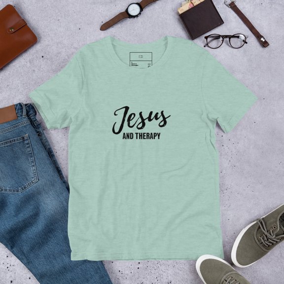 Jesus and Therapy Cotton Shirt (Heather Prism Dusty Blue, S)