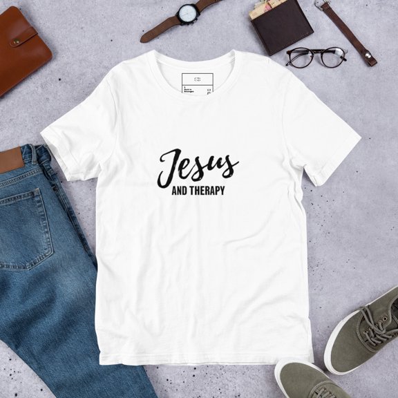 Jesus and Therapy Cotton Shirt  (White, 3XL)