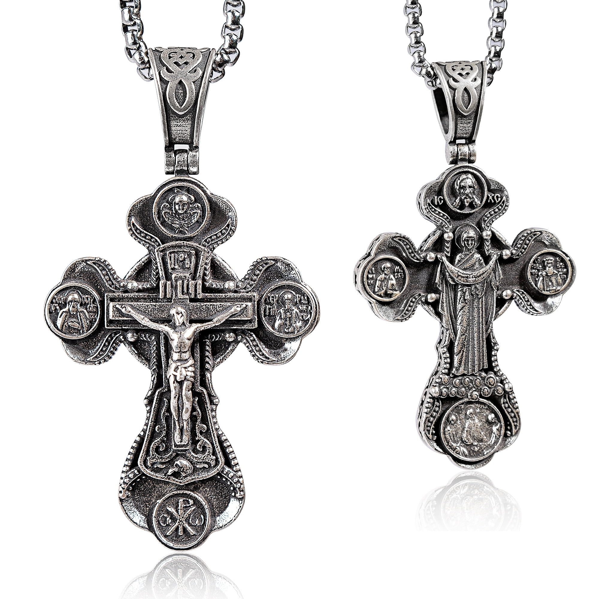 Jesus and Virgin Mary Trinity double-sided engraving S925 Jesus and Virgin Mary Trinity double-sided engraving S925