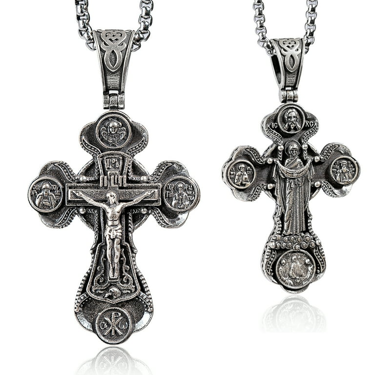 Jesus and Virgin Mary Trinity double-sided engraving S925 sterling