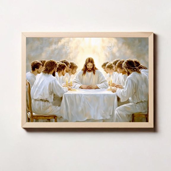 Jesus at the Last Supper - Christian Faith-Based Religious Spiritual Art, UNFRAMED Size 30x30