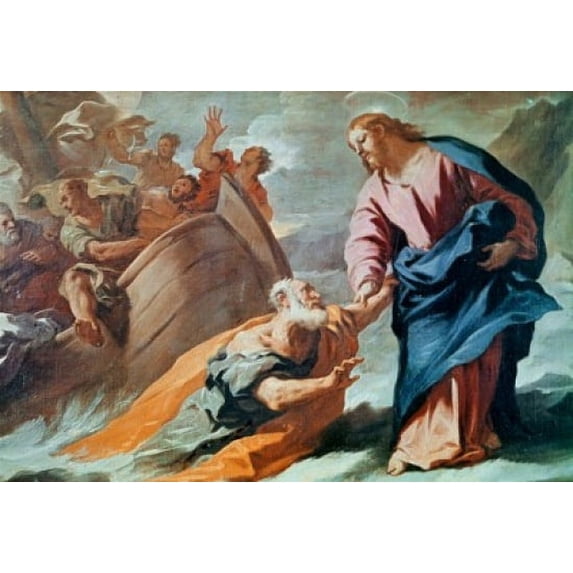 Jesus at the Sea , Luca Giordano (1634-1705 Italian), Poster Print (18 x 24)