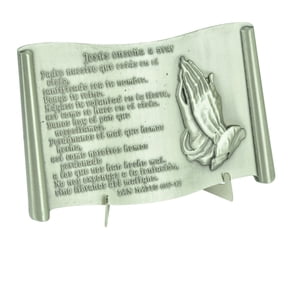 Jesus ensea a Orar Lords Prayer San Mateo 6 Plaque Metal Pewter Spanish Espanol