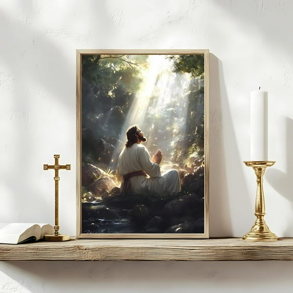 Jesus in Gethsemane Prayer Christian Scripture Decor
