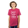 thumbnail image 1 of Jesus in Heart and Coffee in Veins Women's Graphic T Shirt Tees Brisco Brands X, 1 of 6