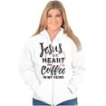 thumbnail image 1 of Jesus in Heart and Coffee in Veins Zip Hoodie Sweatshirt Women Brisco Brands S, 1 of 5