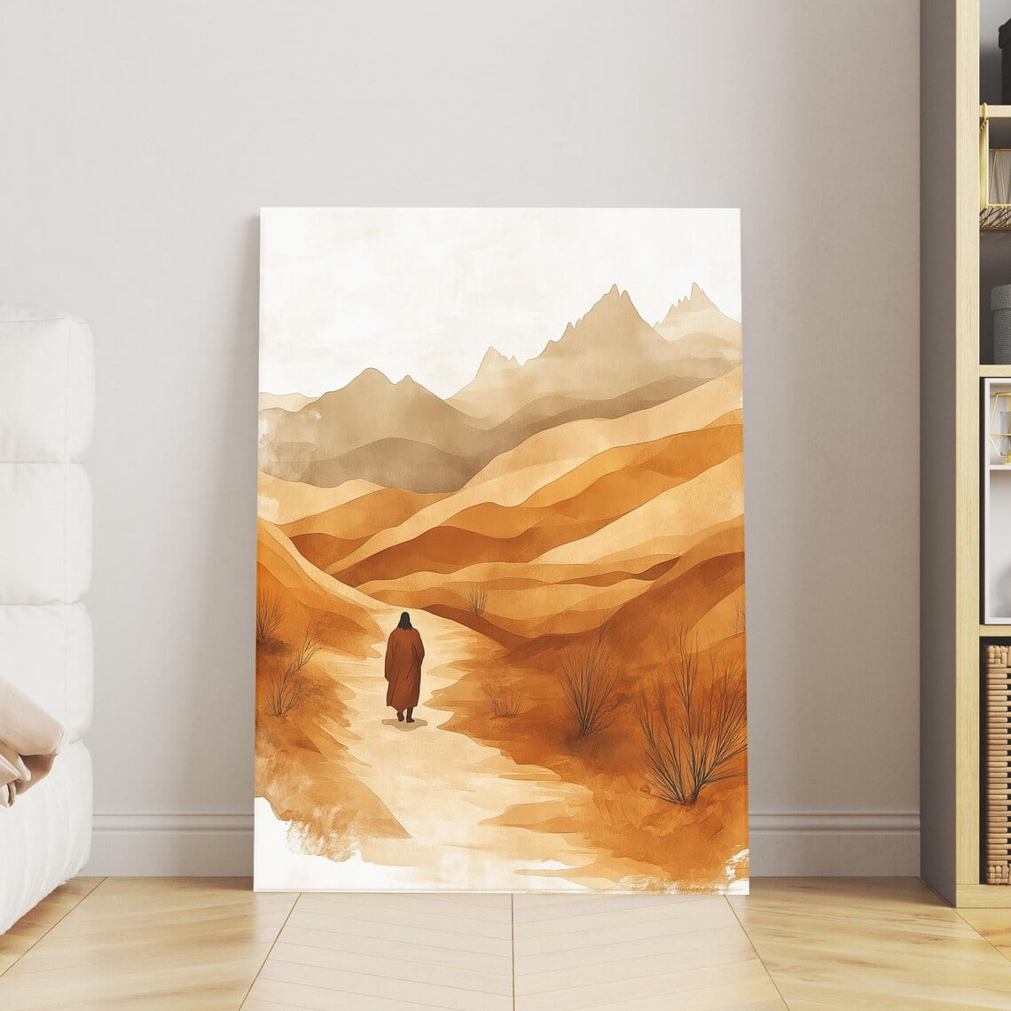 Refelction Religious Jesus in the Wilderness, Biblical Desert Scene, 40 Days of Fasting ...