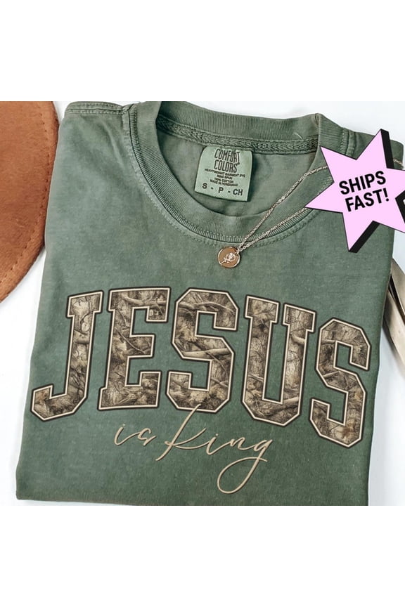Jesus is King Camo Shirt for Christian Men amp Women Religious Bible Verse Tshirt Birthday