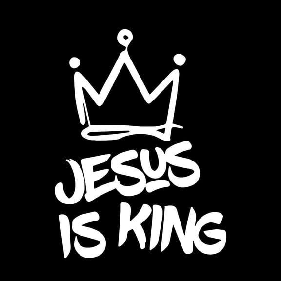 Jesus is King Crown Decal, Christian Bumper Sticker for Car, Truck, Window & Wall, Weather Resistant Vehicle Graphic (6" x 4.5")