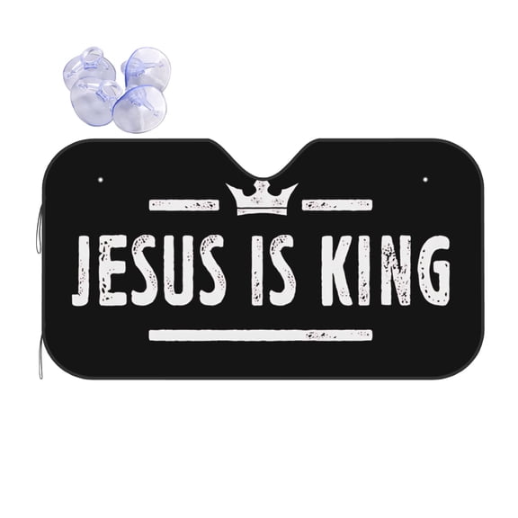 Jesus is King Foldable Car Windshield Sun Shade, UV Protection Heat Shield