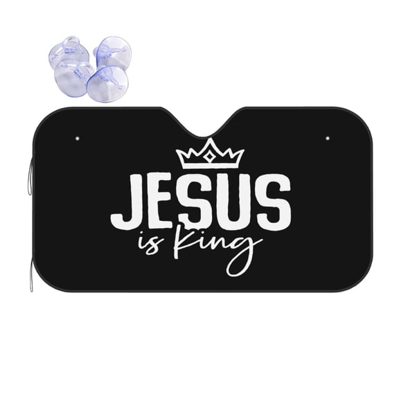 Jesus is King Foldable Car Windshield Sun Shade, UV Protection Heat Shield