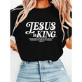 thumbnail image 1 of Jesus is King John 14:6 Lettering Print T-shirts Christian Graphic Tees Scripture Wear Biblical Faith Tops Short Sleeve Classic Shirts Black,S, 1 of 6