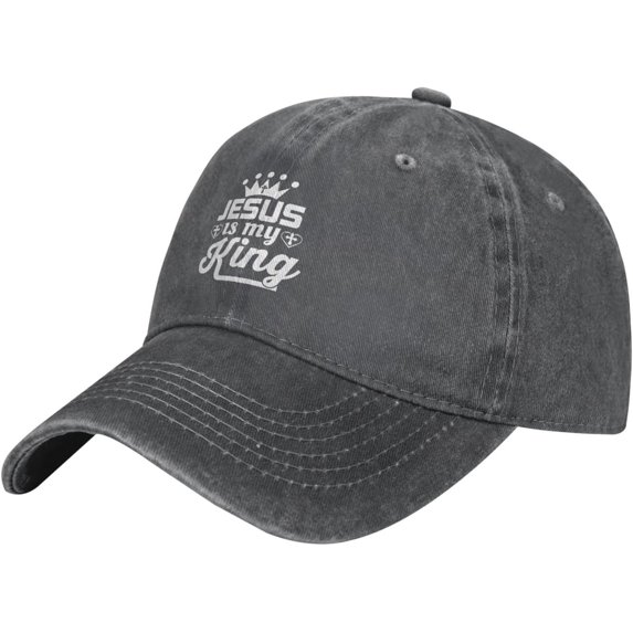 Jesus is My King Vintage Baseball Cap Mens/Womens Adjustable Trucker Hats Washed Denim Cowboy Hat Black