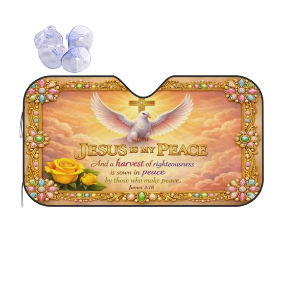 Jesus is My PeaceJames Foldable Car Windshield Sun Shade, UV Protection Heat Shield