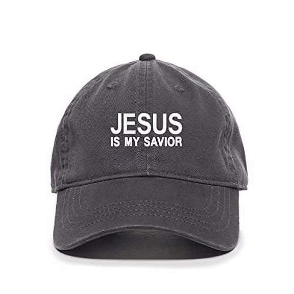 Jesus is My Savior Baseball Cap Embroidered Cotton Adjustable Dad Hat Charcoal