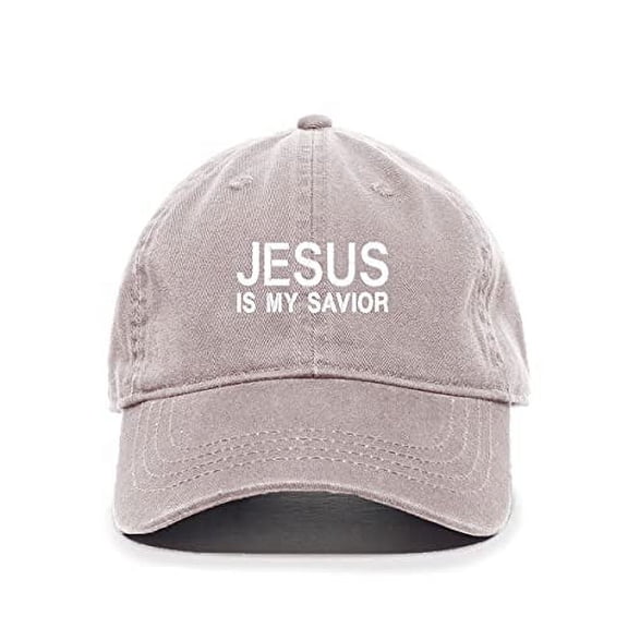 Jesus is My Savior Baseball Cap Embroidered Cotton Adjustable Dad Hat Light Grey