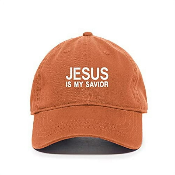 Jesus is My Savior Baseball Cap Embroidered Cotton Adjustable Dad Hat Orange