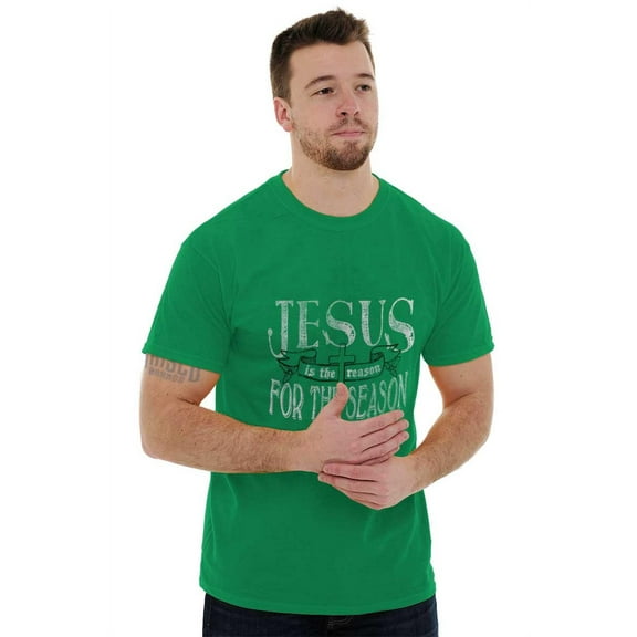 Jesus is Reason for Season Christmas Plus Size Crewneck Graphic Tee Shirt Brisco Brands 3X