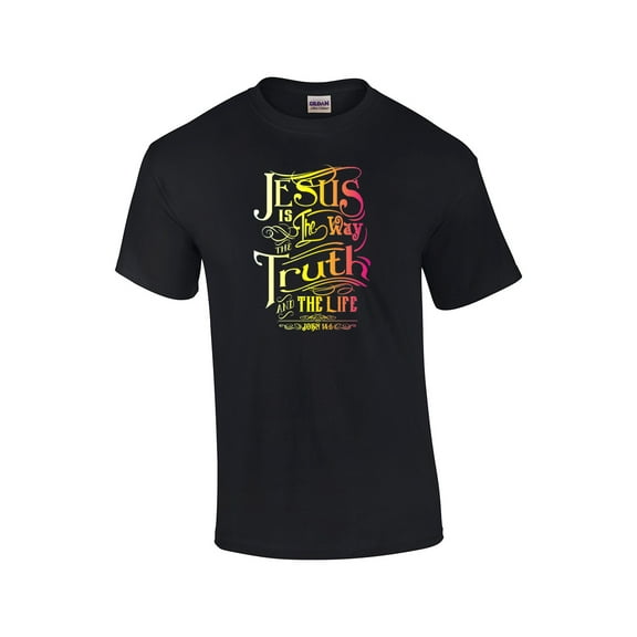 Jesus is The Way Adult Christian Short Sleeve T-shirt-Black-Small