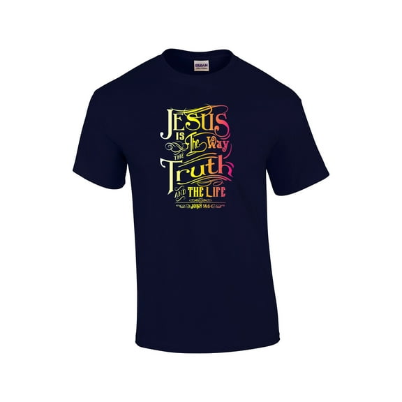 Jesus is The Way Adult Christian Short Sleeve T-shirt-Navy-Small