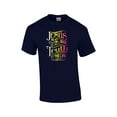 thumbnail image 1 of Jesus is The Way Adult Christian Short Sleeve T-shirt-Navy-XXL, 1 of 4