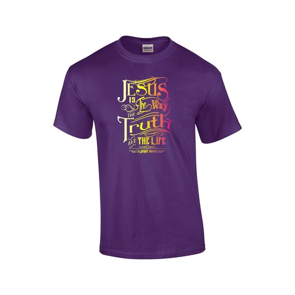 Jesus is The Way Adult Christian Short Sleeve T-shirt-Purple-Small