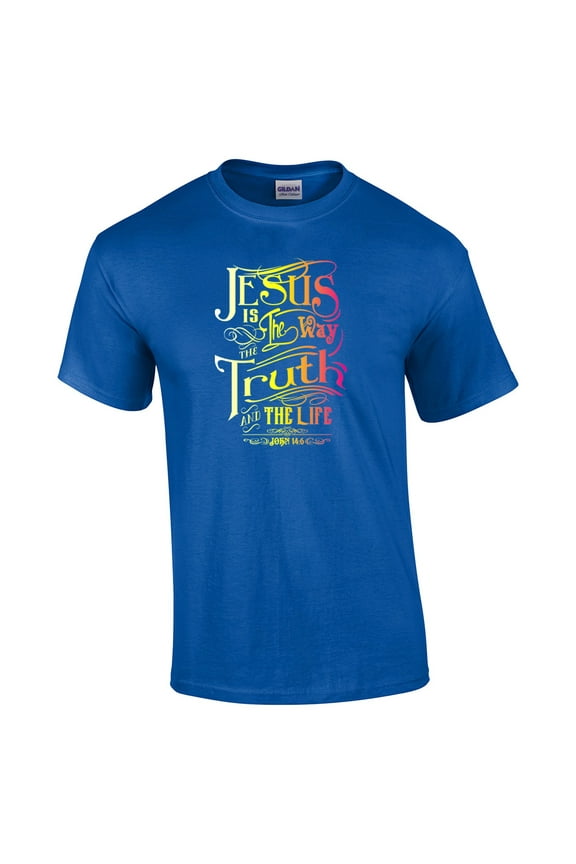 Jesus is The Way Adult Christian Short Sleeve T-shirt-Royal-Small