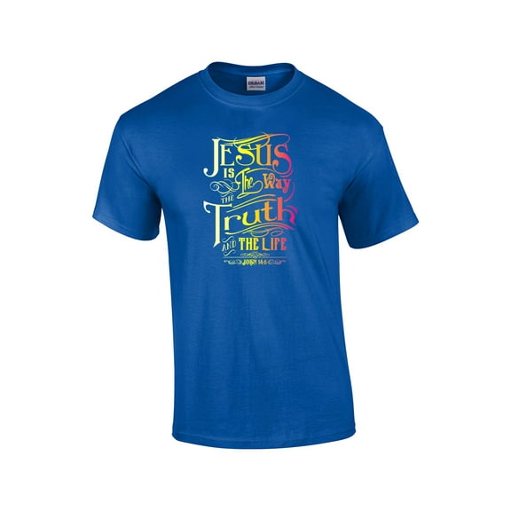 Jesus is The Way Adult Christian Short Sleeve T-shirt-Royal-XXL