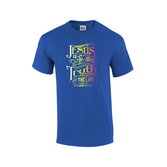 Jesus is The Way Adult Christian Short Sleeve T-shirt-antiqueroyal-Small