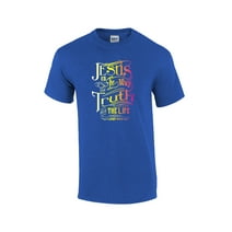 Jesus is The Way Adult Christian Short Sleeve T-shirt-antiqueroyal-Small
