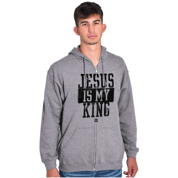 Jesus is my King Christian Faith Unisex Fleece Graphic Zip Up Hoodie Brisco Brands 4X