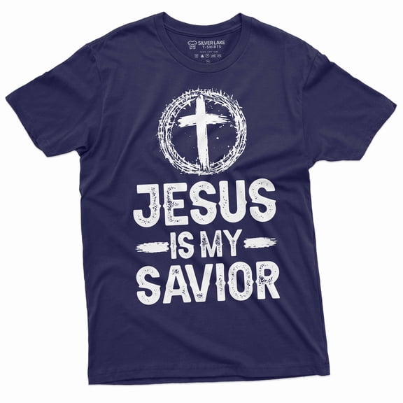 Jesus is my savior T-shirt Religion Jesus Christ church tee shirt Birthday Gift religious teeshirt (3X-Large Navy Blue)